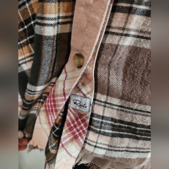 Rails Womens Multi-Color  Chelsea Plaid Flannel Top XS - Picture 6 of 14